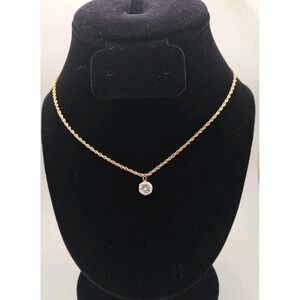 Vintage Signed Park Lane Gold Tone necklace with pendant 16 Inch Rope Chain